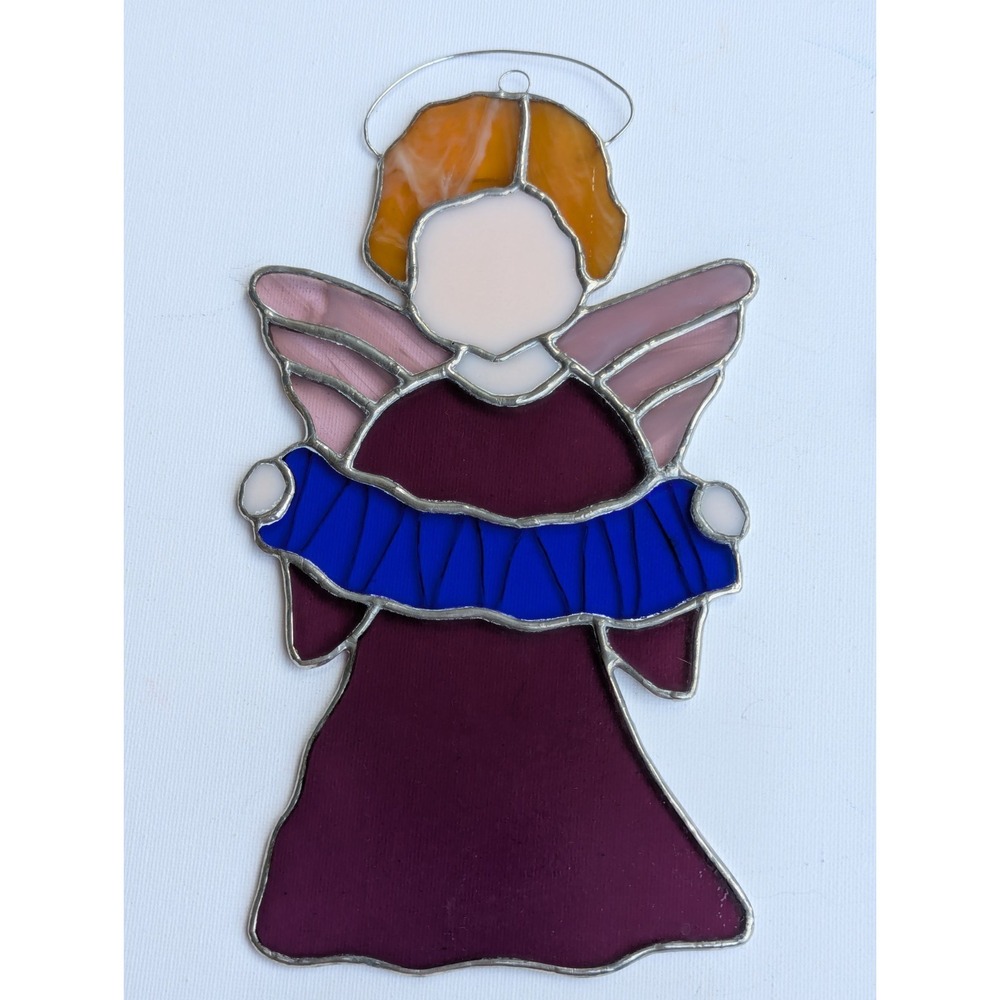 Vintage Stained Glass Angel Figure Suncatchers 9" tall (Set of 2) Handcrafted - Picture 5 of 10